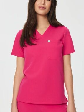 Garde Malade Women's V-Neck GABRIELLE Scrub Top in Bright Pink